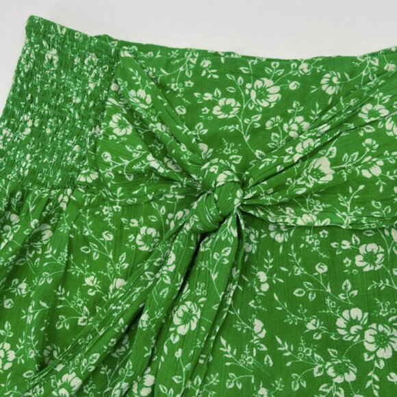 Free People Suri Convertible Skirt FP One Green Floral Print Smocked Tie - Picture 3 of 8